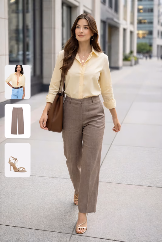 Outfit variation combining a top and bottom on the same pose