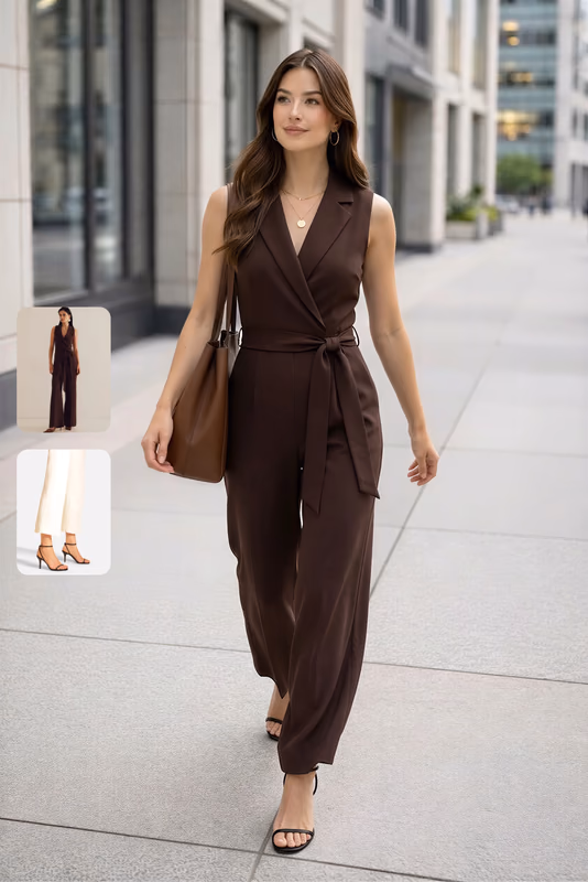 Outfit variation applying a pattern top to the pose