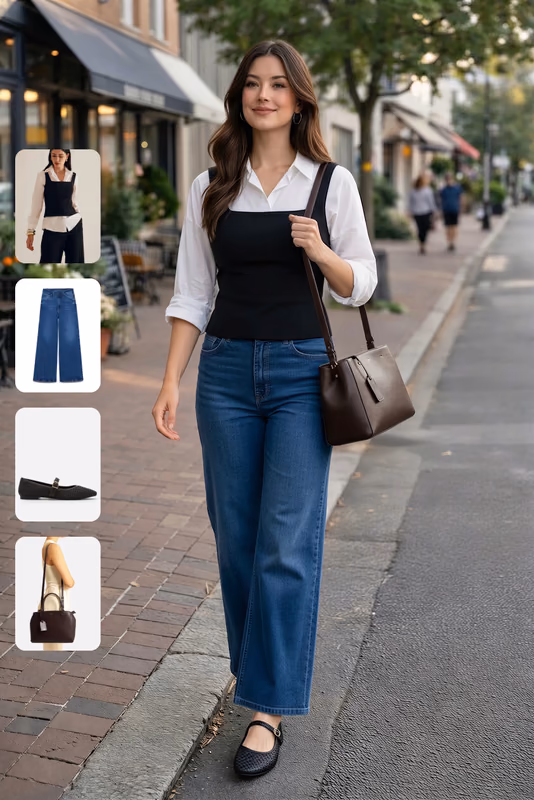 Outfit variation with outerwear on the same pose