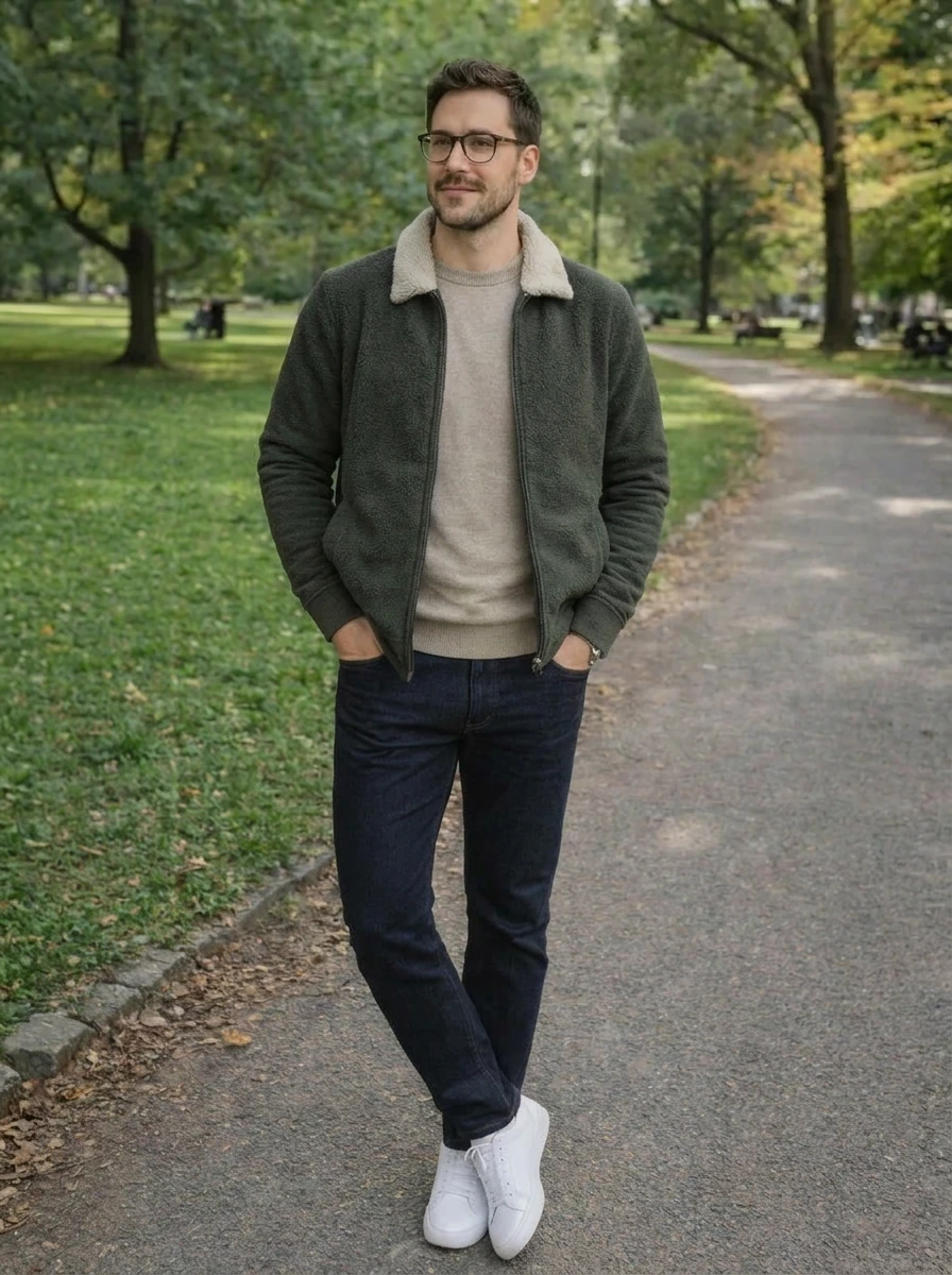 Original pose photo in a park before generation