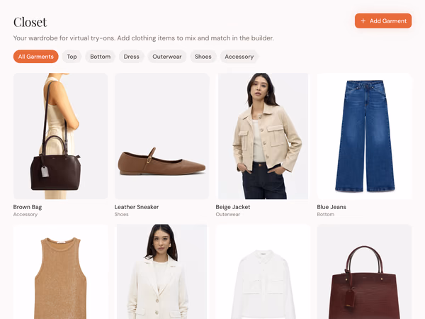 Closet with garment items